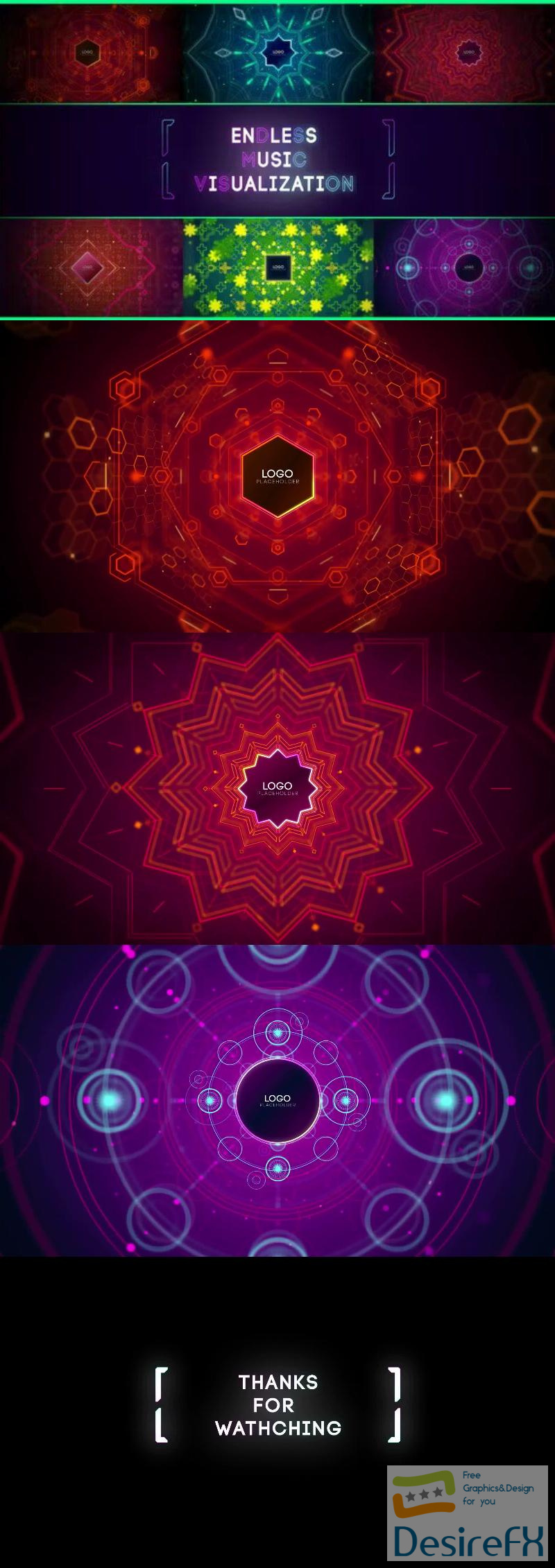 Videohive 10 Endless Music Visualization/ Audio React Tunnel Dance Visualizer/ Party Hard/ Bright BG/ Light 15656207