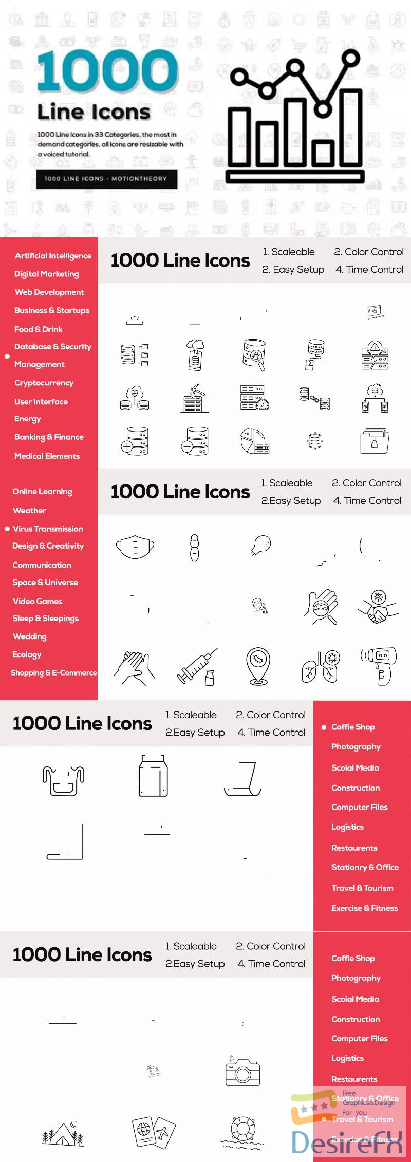 Videohive 1000+ Line Icons Pack 35290895