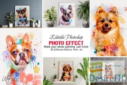 Watercolor Dog Painting Photo Effect Part: 64