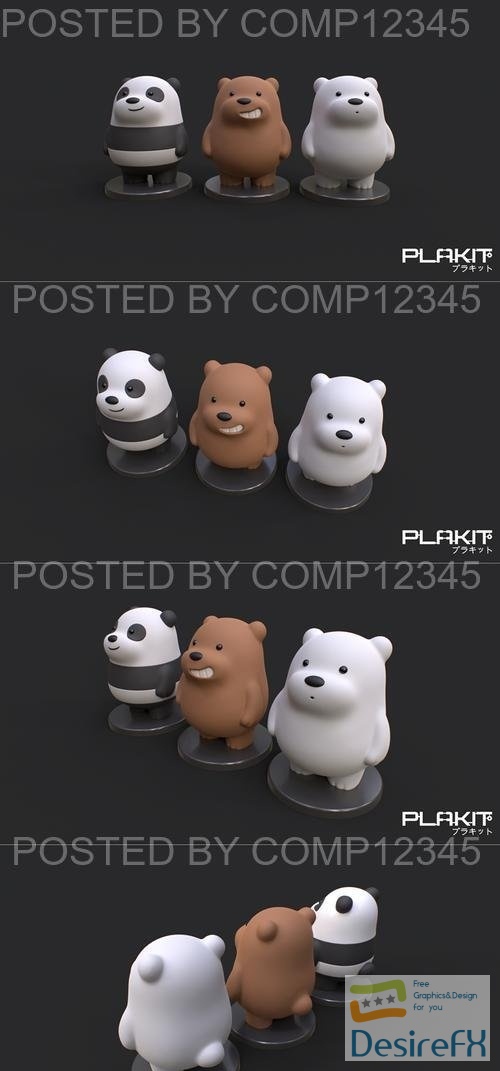 Download We Bare Bears 3D Print - DesireFX.COM