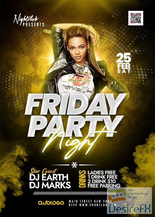 Weekend Club Party Flyer Design PSD