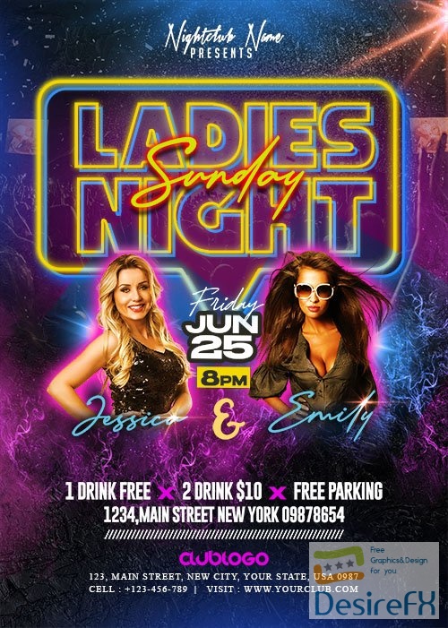 Weekend Ladies Night Club Party Flyer PSD