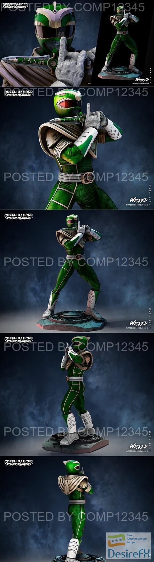 WICKED - Movies Power Ranger Green Sculpture 3D Print