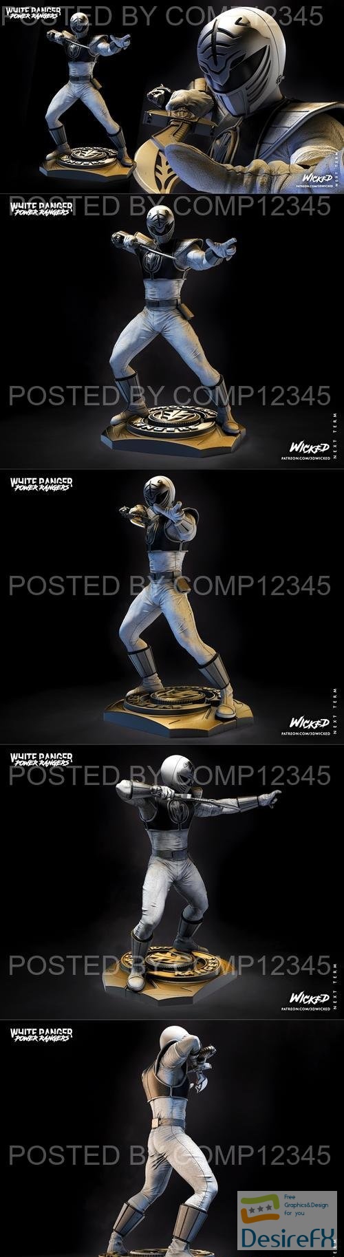 WICKED - Movies Power Ranger White Sculpture 3D Print