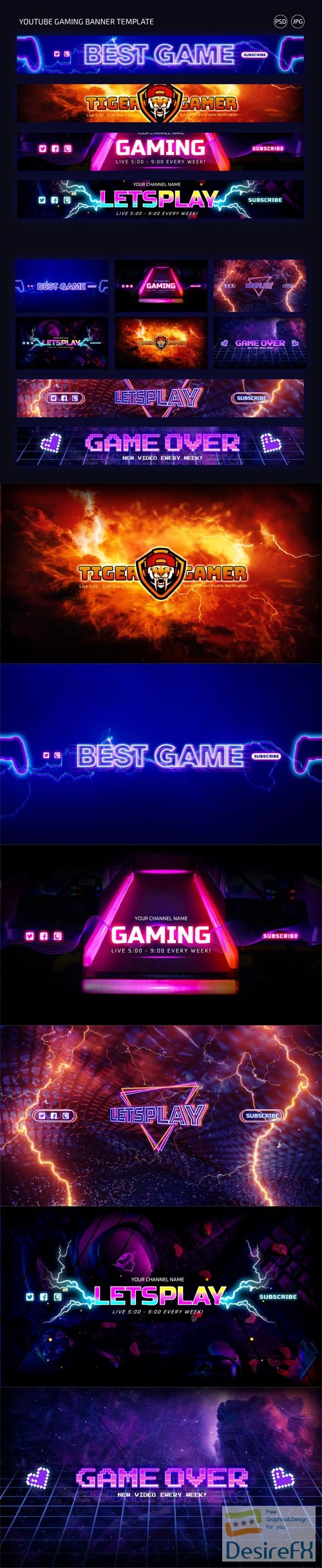 Youtube Gaming Banners PSD Templates