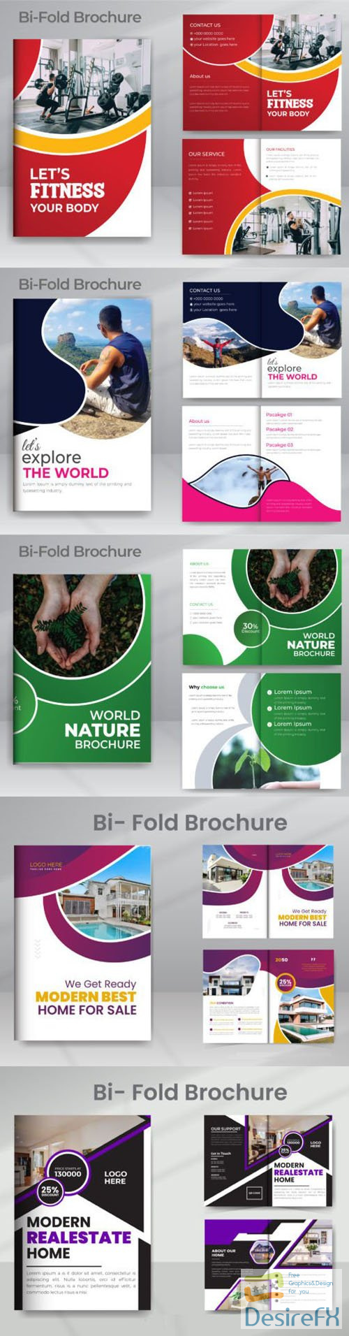5 Bi-Fold Brochures Templates for Illustrator