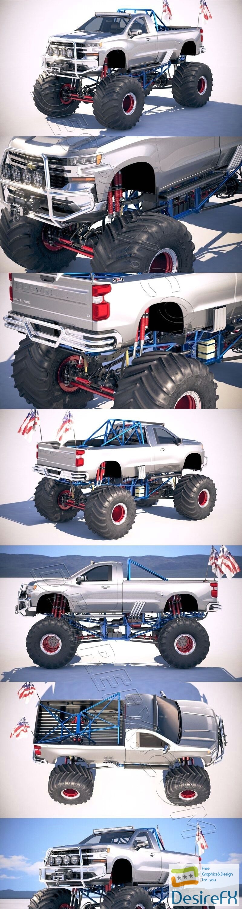 Chevrolet Silverado Monster Truck 2019 3D Model