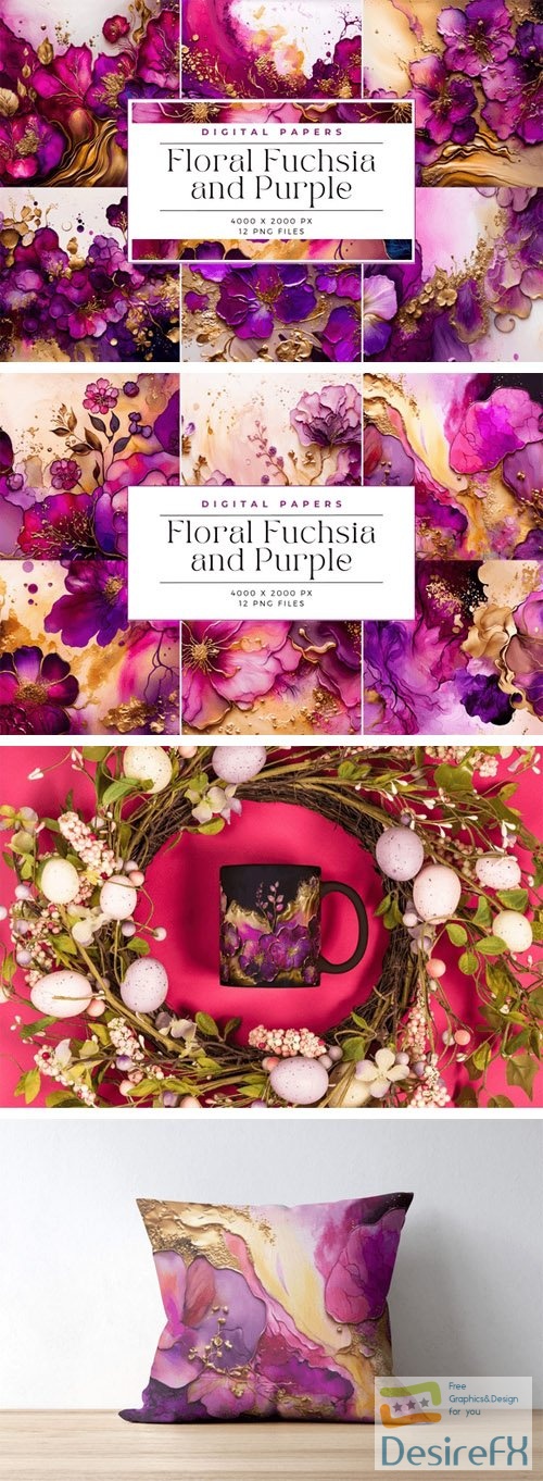 Floral Fuchsia and Purple Backgrounds