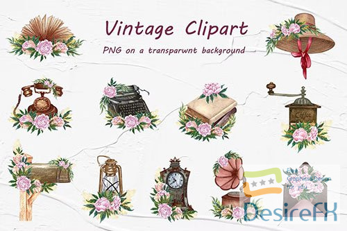 Floral Vintage Clipart PNG