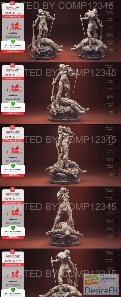 Gambody - Red Sonja Figurine in Diorama 3D Print