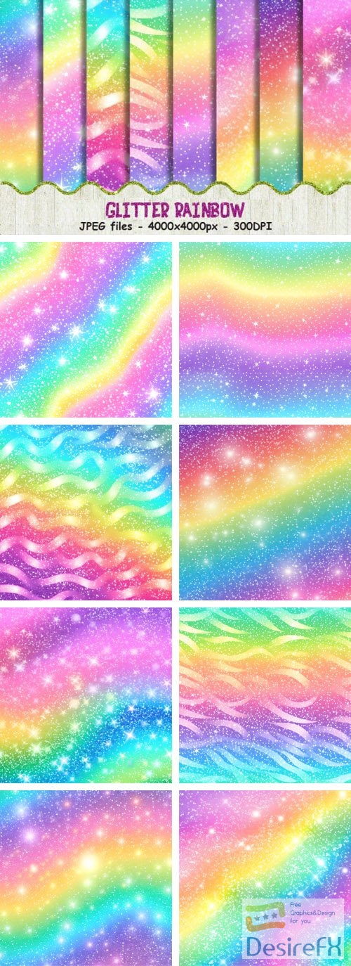 Glitter Rainbow Backgrounds Collection