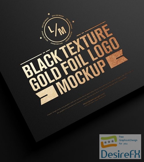 Gold Foil Logo on Black Texture PSD Mockup Template