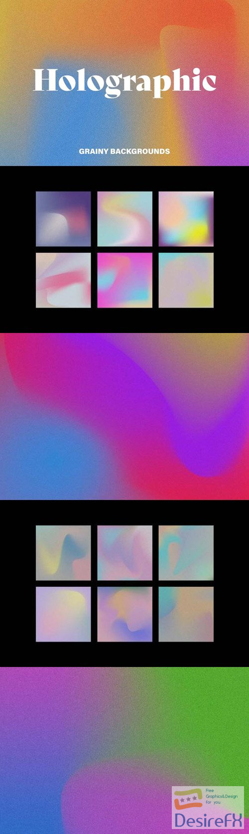 Holographic - 15 Grainy Backgrounds Vector Templates