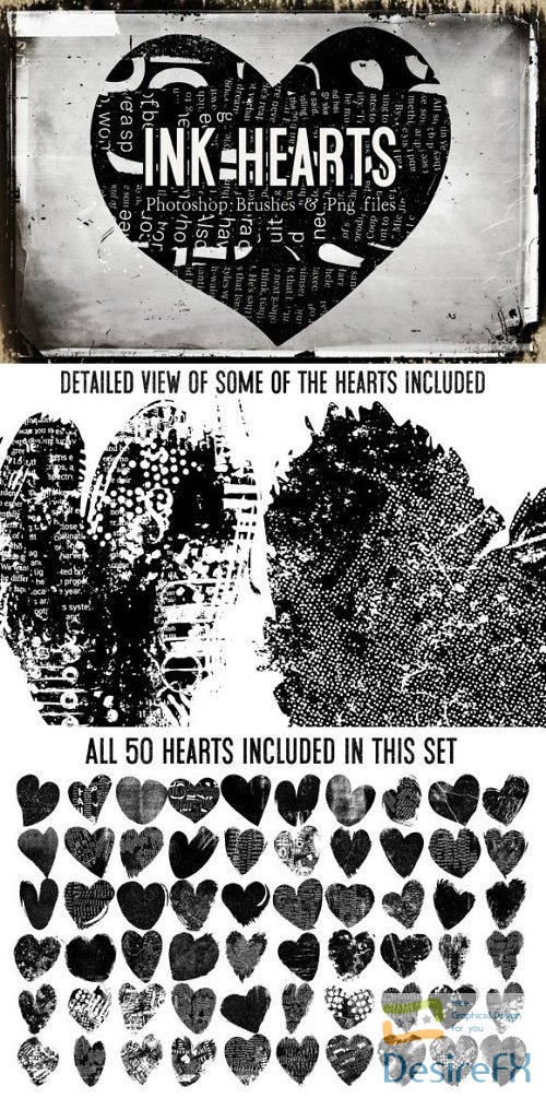 Ink Hearts Photoshop Brushes and Png's