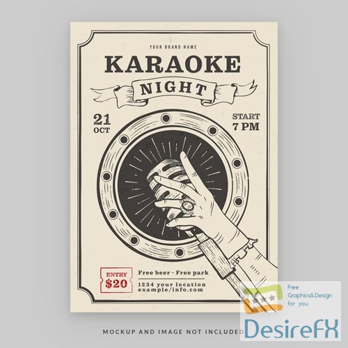 Karaoke night flyer template in psd