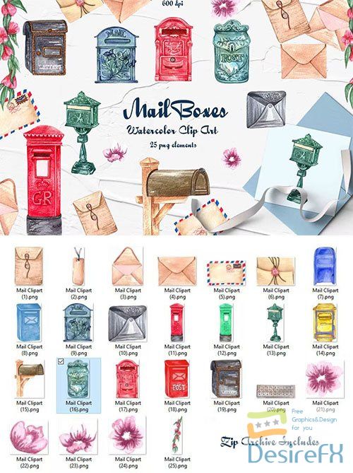 Mailbox Watercolor Clipart PNG