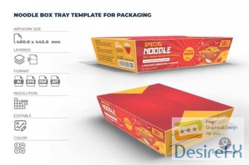 Noodle Box Tray Template for Packaging