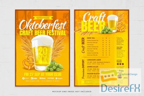 Oktoberfest drinks menu flyer template in psd
