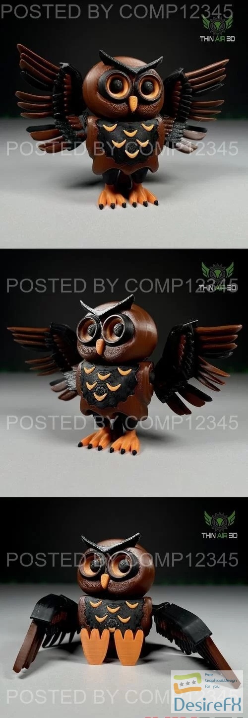 Owlbert the Articulating Fidget Owl 3D Print
