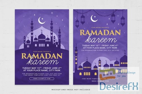 Purple theme ramadan nights flyer template in psd