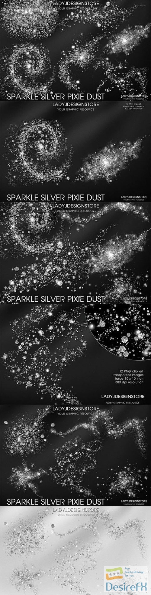 Silver Pixie Dust Overlays Clipart