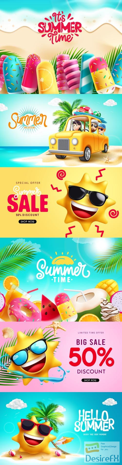 Summer time vector design background, summer text in empty space with tropical season food
