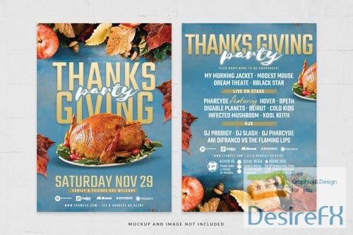 Thanksgiving party restuarant flyer template in psd