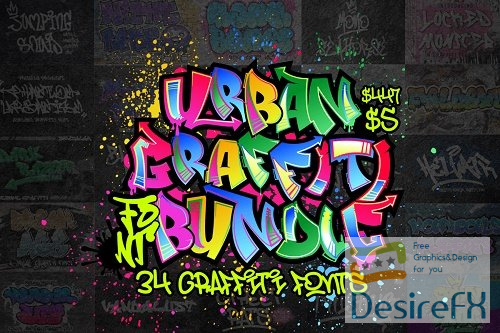 Urban Graffiti Font Bundles - 34 Premium Fonts