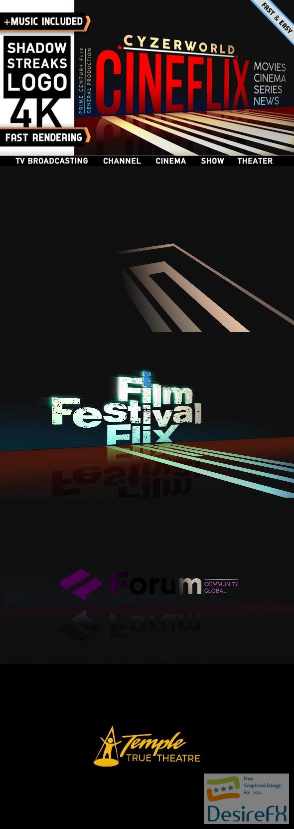 VideoHive Logo Shadow Streaks - Theater Cinema Stage 45483131