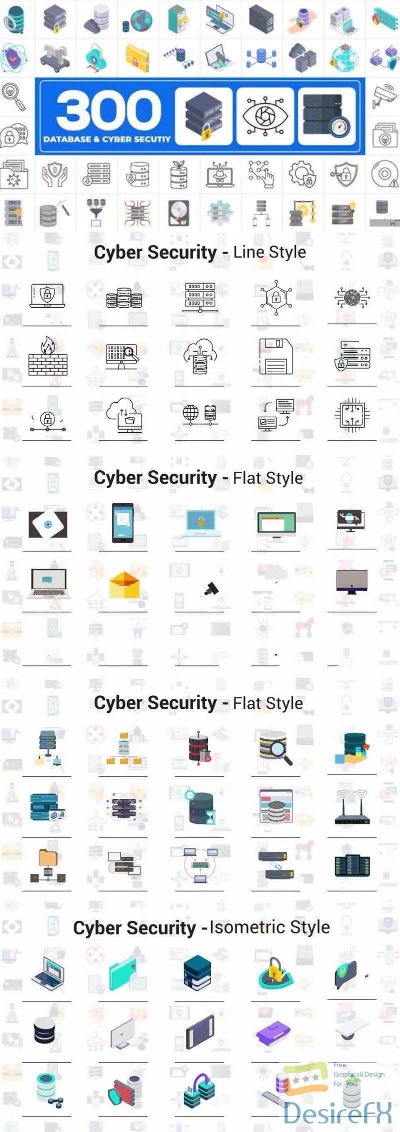 Videohive 300 Icons Pack - Cyber Security 46132378
