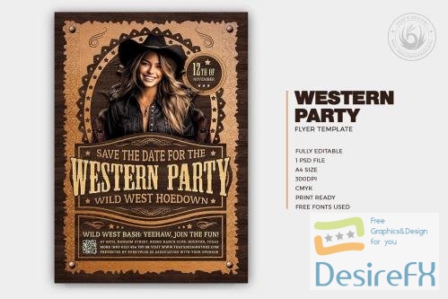 Western Party Flyer Template - 21334815