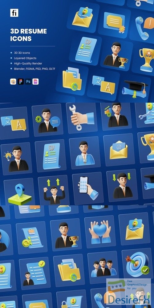 3D Resume Icons