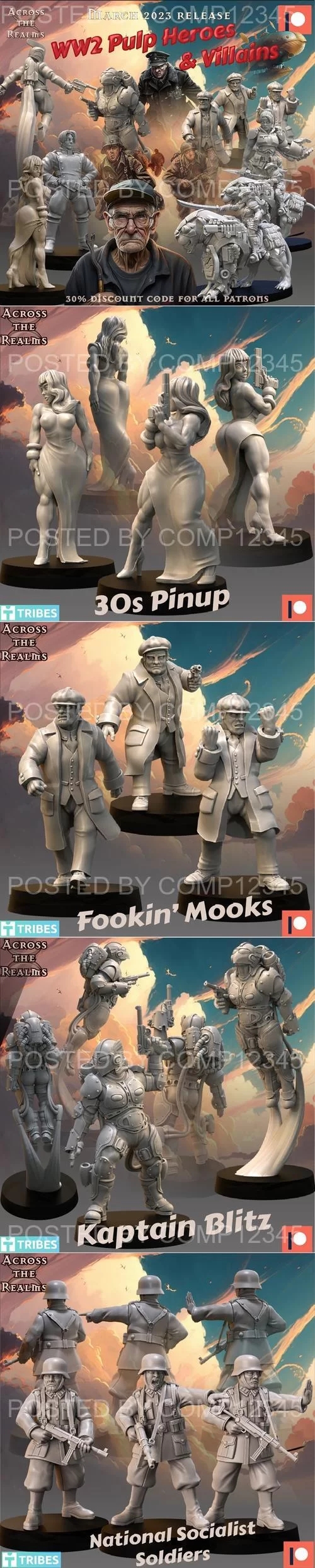 Across the Realms - WW2 Pulp Heroes and Villains March 2023 3D Print