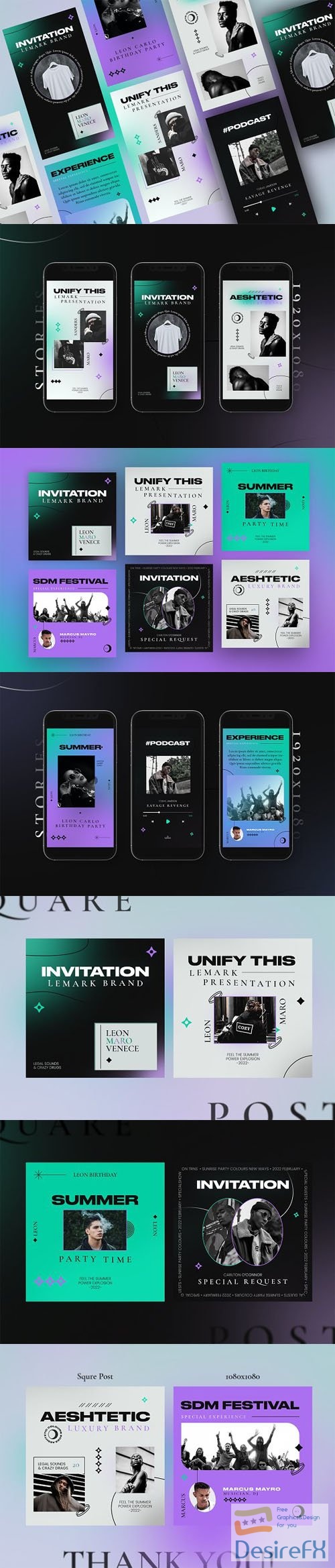 AESTHETIC Insta Posts &amp; Stories - PSD Templates