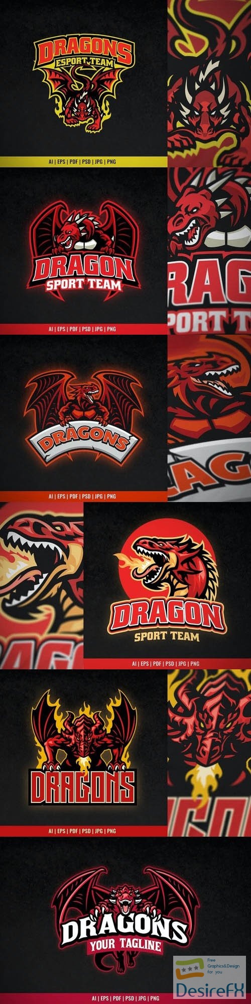 Angry Red Dragon Mascot Sport and Esport Logo