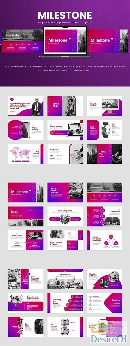 Animated Project Roadmap PowerPoint Template