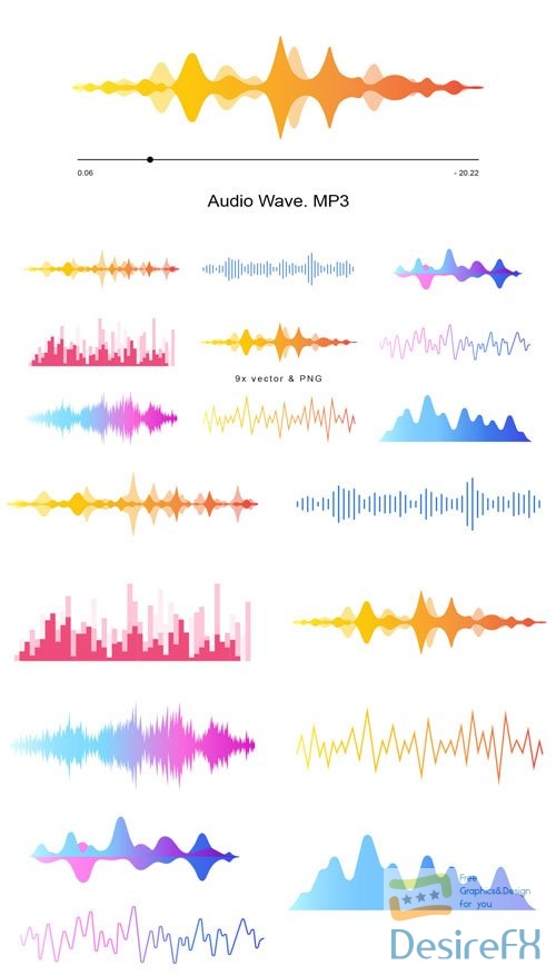 Audio Waves Vector Templates Collection