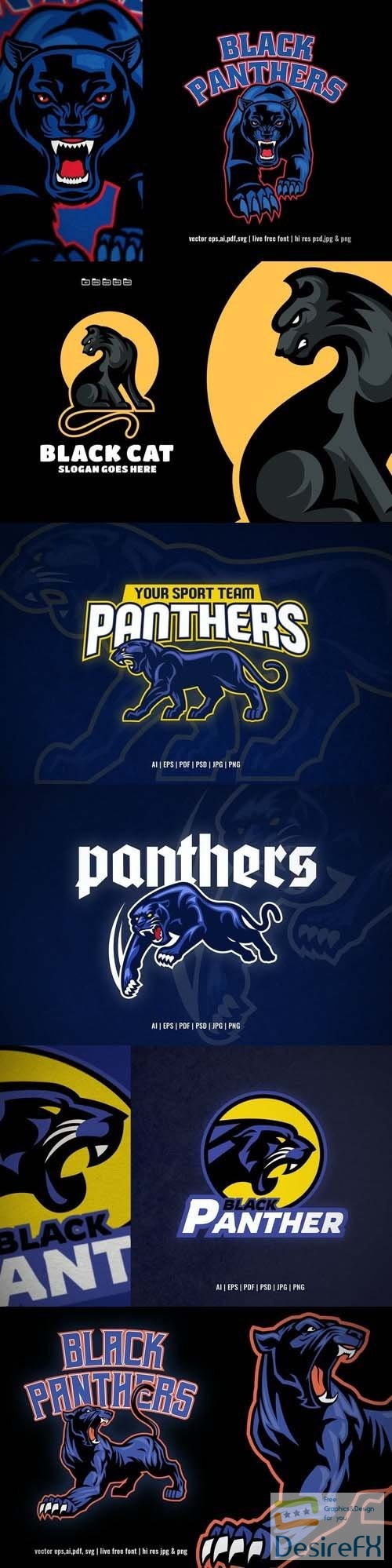 Black panther for sport and esport logo