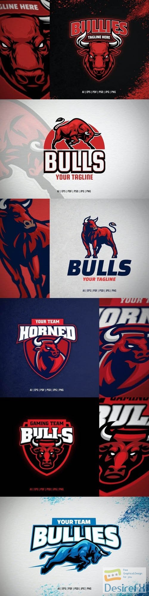 Bull mascot logo for sport and e-sport team