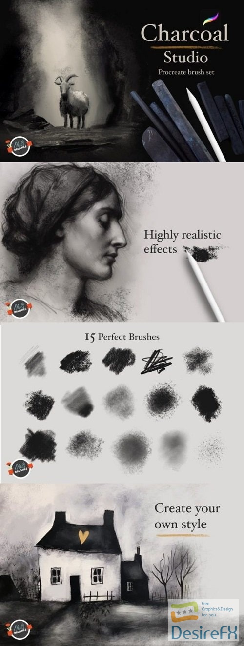 Charcoal Studio Procreate Brushes - 25437091