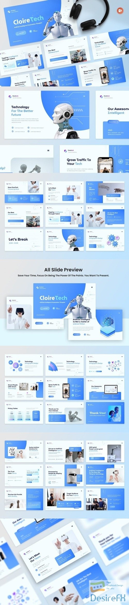 CloireTech - Artificial Intelligence PowerPoint, Keynote and Google Slides