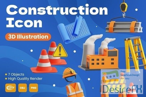 Construction Icon 3D Illustration