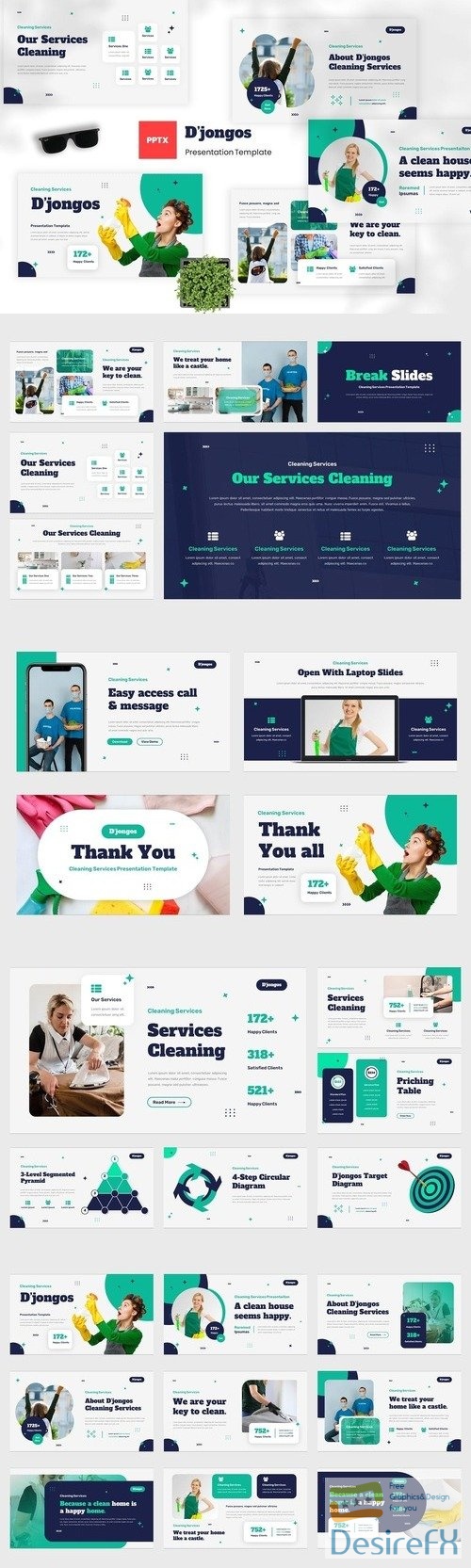 Djongos - Cleaning Services PowerPoint, Keynote and Google Slides Template