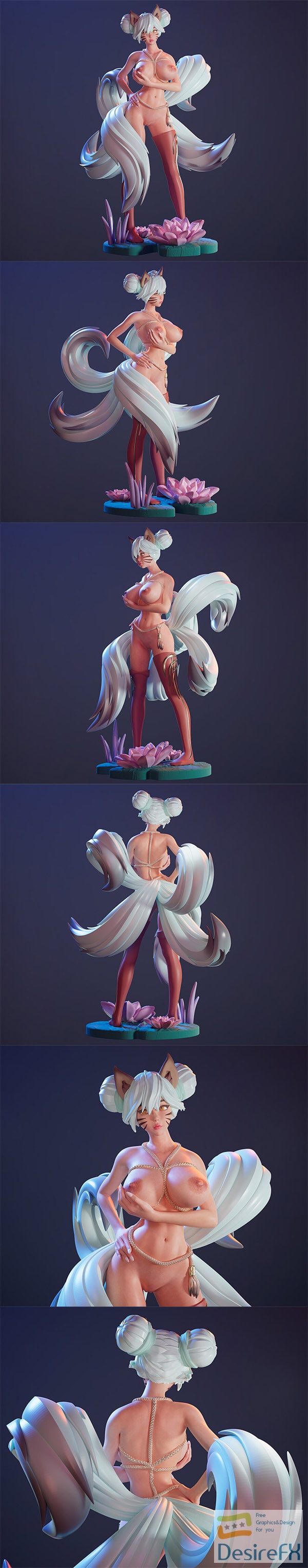 Fox Girl – 5 Tailed Kitsune – 3D Print