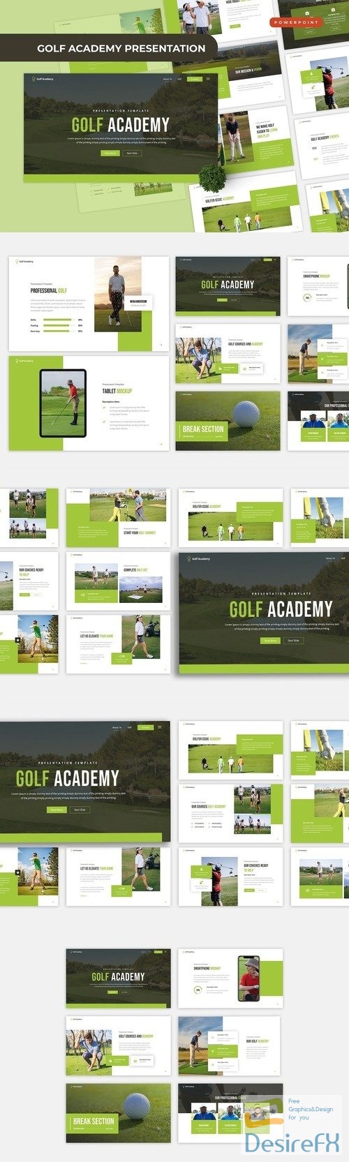 Golf Academy PowerPoint, Keynote and Google Slides Template