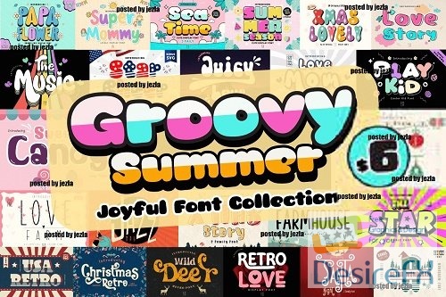 Groovy Summer Font Bundle - 25 Premium Fonts