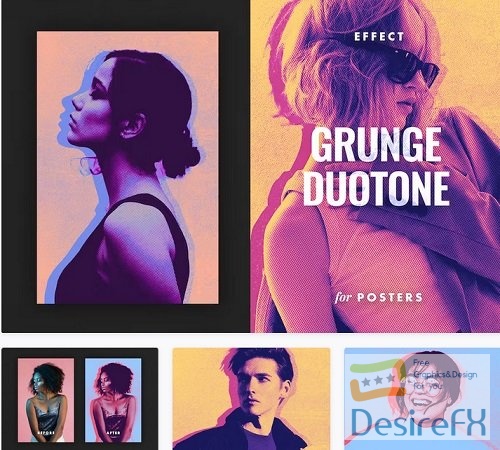 Grunge Duotone Poster Photo Effect - 16490794