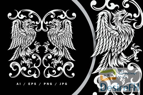 Heraldic Vintage Bird Logo Emblem Illustration