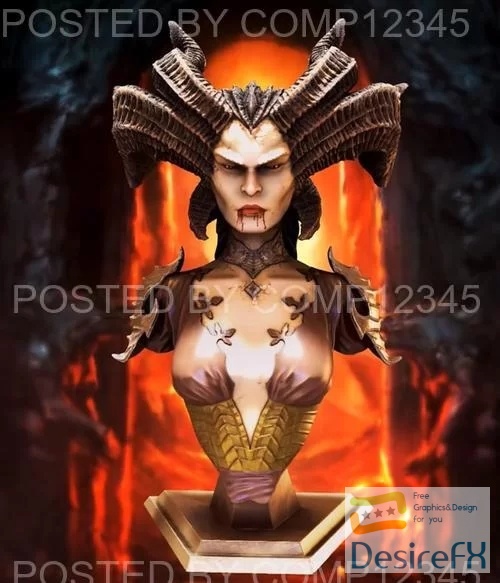 Lilith Diablo Bust 3D Print