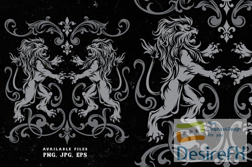 Lion Heraldic Ornament Illustration Logo